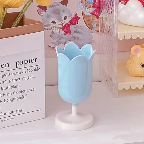 Txuolin Pink Plastic Tulip Pen Holder Cute Pens Cup for Desk Pen Brush Organizer Office Stationery Supplies Home Decor Desk Supplies Holders and Dispensers Workspace Organizers