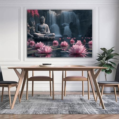 Tableau Zen cascade 40x60cm gris pour la décoration murale zen du salon - 2