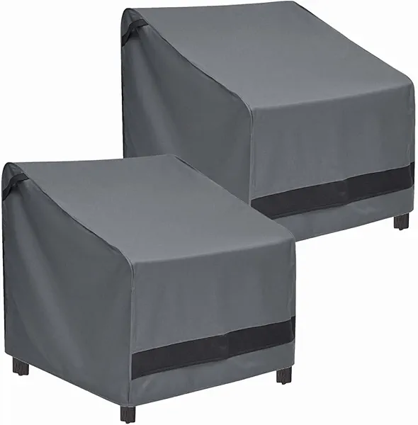 loriano Patio Chair Covers Waterproof Outdoor Furniture Chair Covers 600D Heavy Duty Fit as Lawn Lounge Deep Seat(2 Pack,Grey, Large)