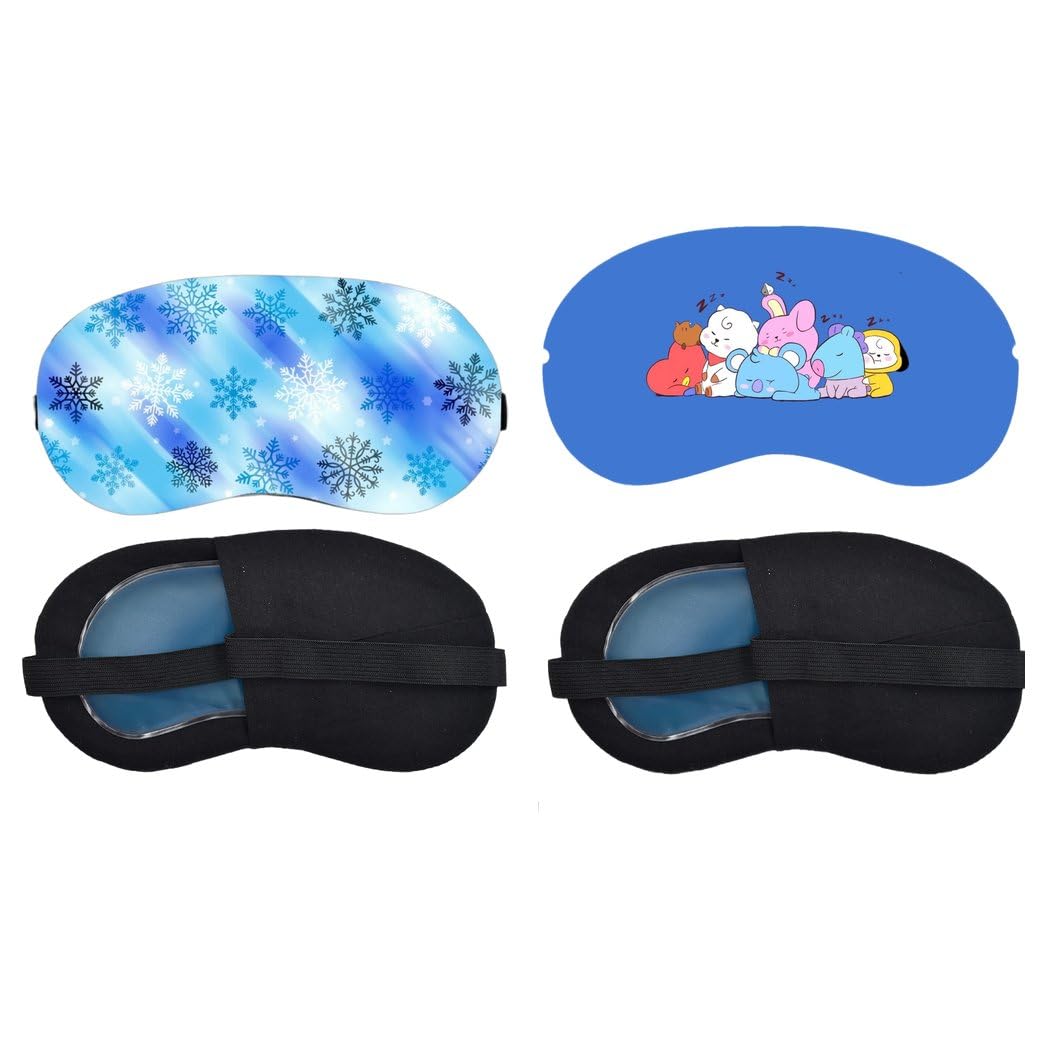 Aoxeria Blue Snowflake, Kawaii Friends Sleeping Eye Mask Combo, Soft Comfortable Light-Blocking Eye Cover for Women, Men & Kids, Reusable Blindfold for Night Sleep, Nap, Travel, Flight (Pack of 2)-image-15