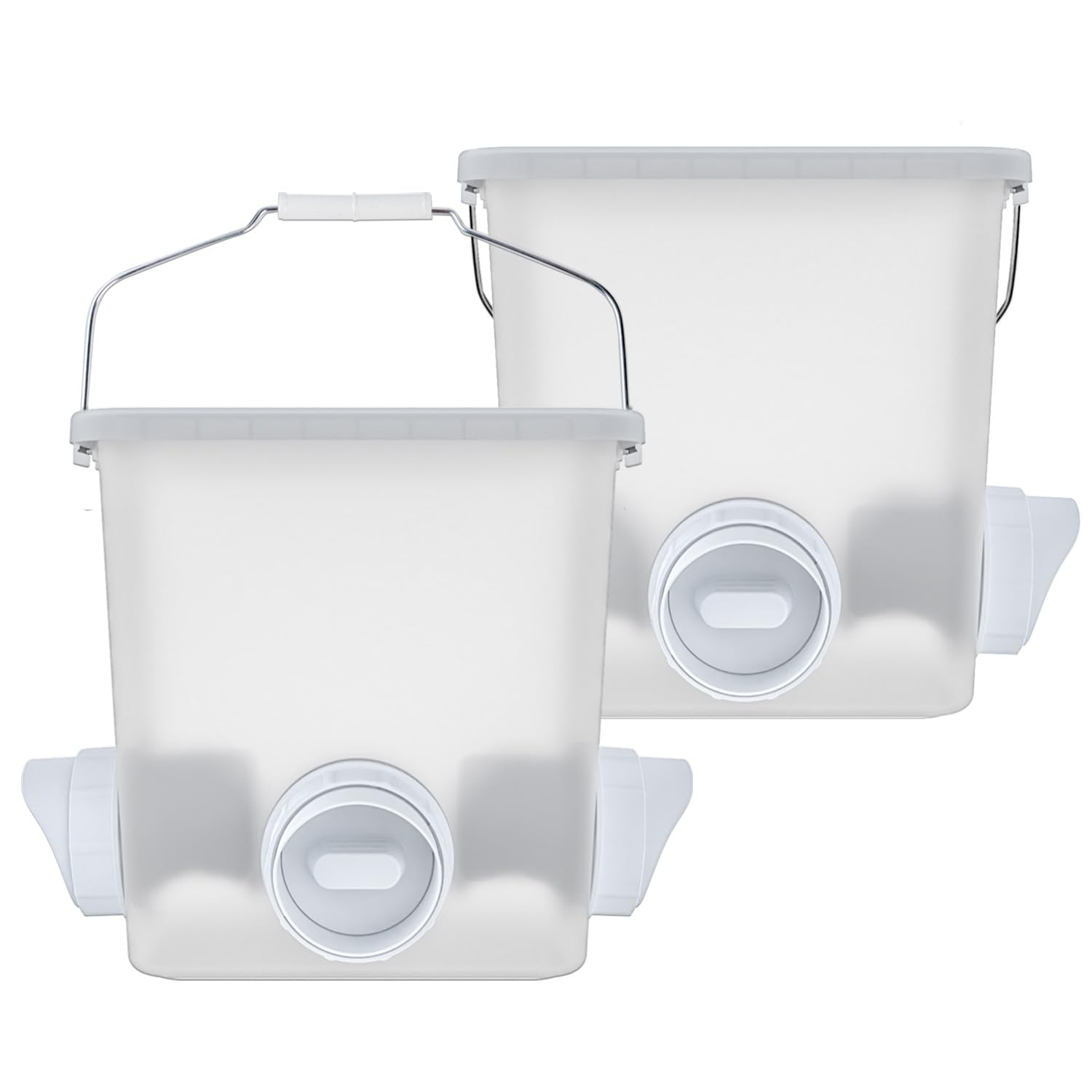 Photo 1 of Automatic Chicken Feeder Chicken Feed Container Hanging Chicken Feeder Rainproof Poultry Feeder Bucket (Frosted)
