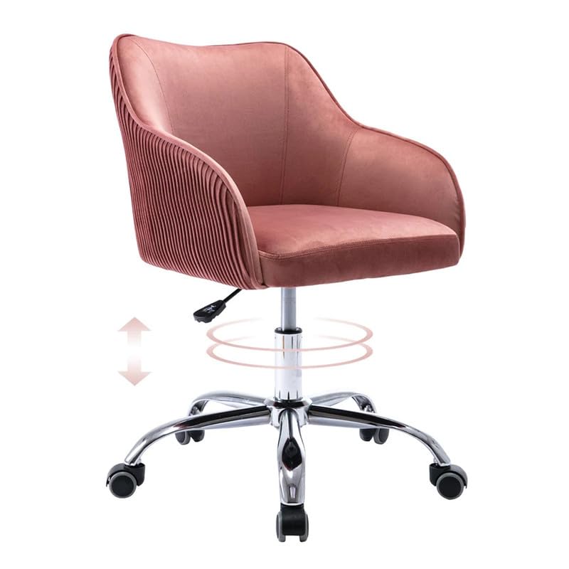 Image of Velvet Office Chair for Home & Office | 360 Swivel Ergonomic Study Armchair | 1-Seater Revolving Computer Desk Chair | Sofa Chair for Adults & Students | Blue Pink 17 inch Inche Height