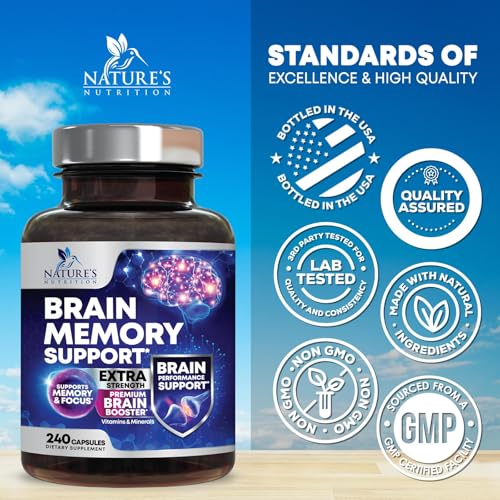 Brain Memory Supplement Pills - 3X Strength Nootropics for Concentration, Clarity & Focus Support - Brain Health Cognitive Vitamins with Bacopa, Phosphatidylserine & DMAE, Brain Booster - 240 Capsules - Image 5