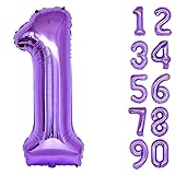 Globos de helio de aluminio de 32 pulgadas para decoración de fiesta de cumpleaños, celebración, Año Nuevo, baby shower, aniversario (morado, 1)