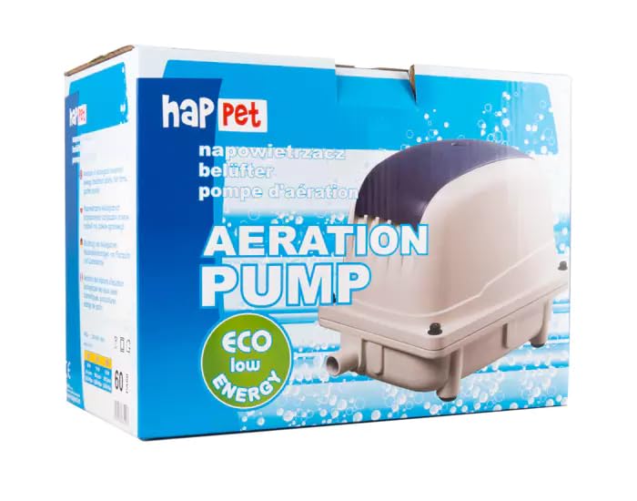 HAPPET Pompe à air à membrane PA-100 65 W - Puissante et très silencieuse - 100 l/min - Pour une utilisation en extérieur toute l'année - À propos de la ligne d'eau