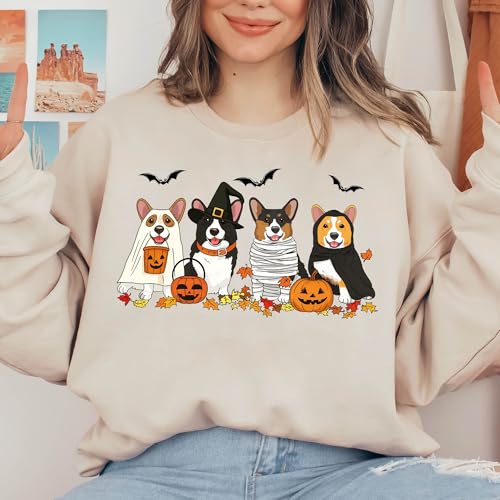 NAZENTI Personalized Halloween Dog Sweatshirt, Ghost Dogs Sweatshirts, Custom Cute Fall Shirts Gifts for Women, Pets Mom3