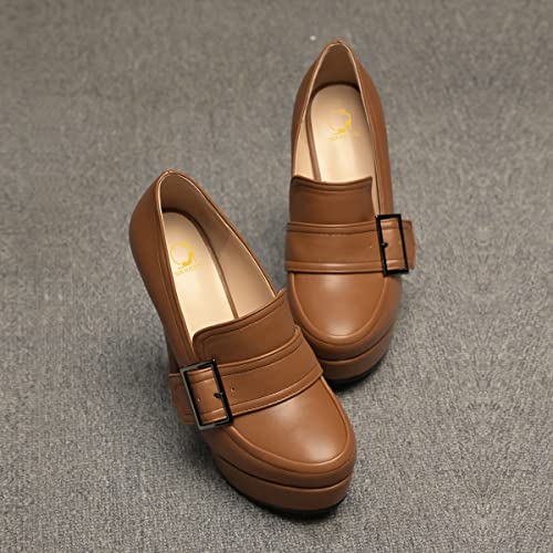 Image of SHODENSE Women Vintage Chunky Platform Loafers Pumps Tassel Round Closed Toe Slip On Suede Block High Heel Dress Loafer Shoes Buckle Strap Oxford Loafers Fringe Pump Dressy Chic Sexy Y2k 4-11 M US