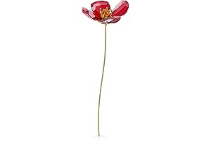 Swarovski Flowers Poppy Single Flower, Red Crystals with Gold Tone Plating