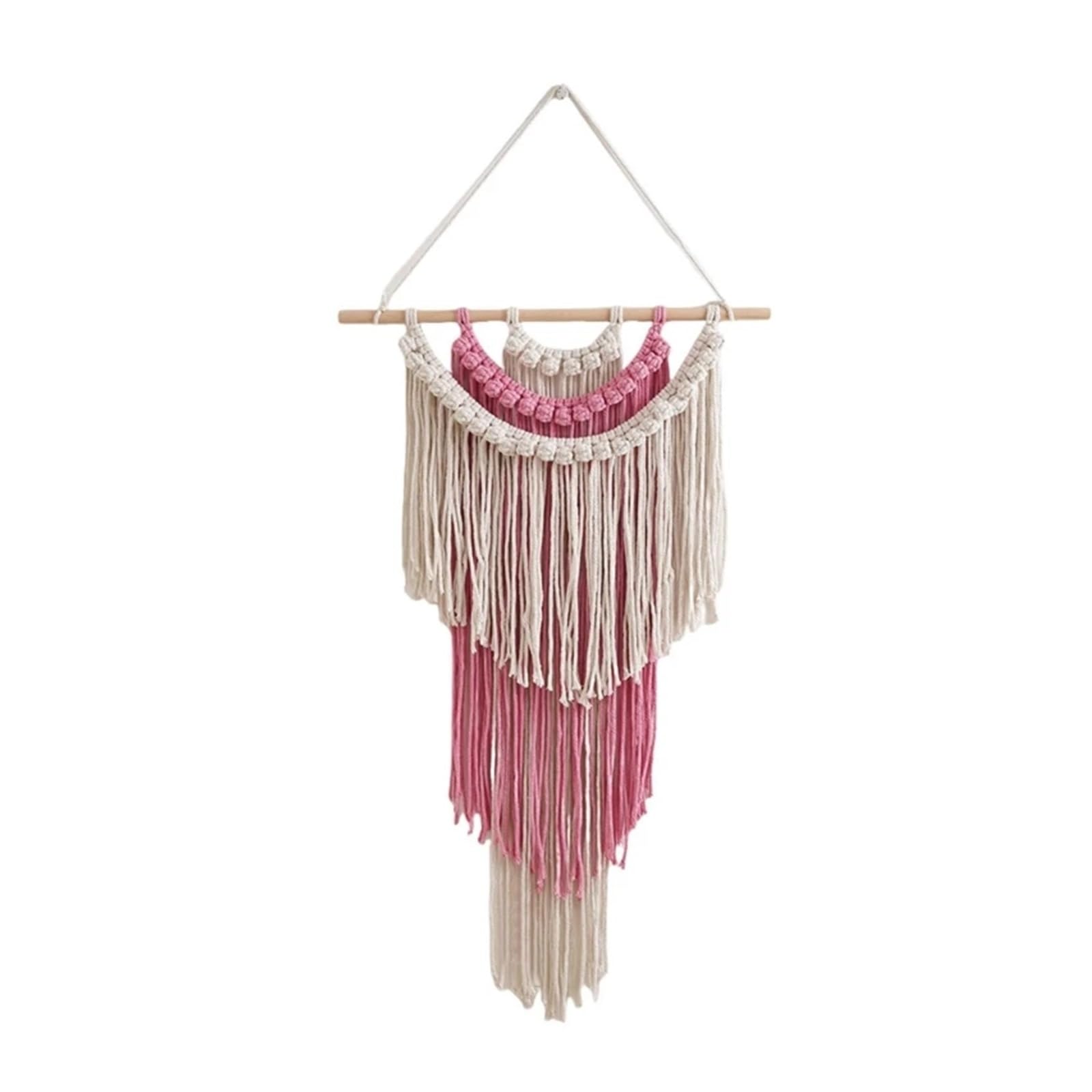 FGUJSUR Tapestry Wall Hanging Macrames Wall Hangings Tapestrys Hand Woven Boho Cotton Rope(Pink)