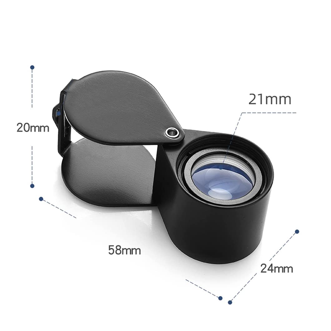 Mini lupa 21 mm Składana kieszonkowa lupa z lupą z czarną obrotową skórzaną osłoną ochronną do biżuterii, czytania, hobby, nauki, książek 10X 15x Powiększające (jeden kolor 15x