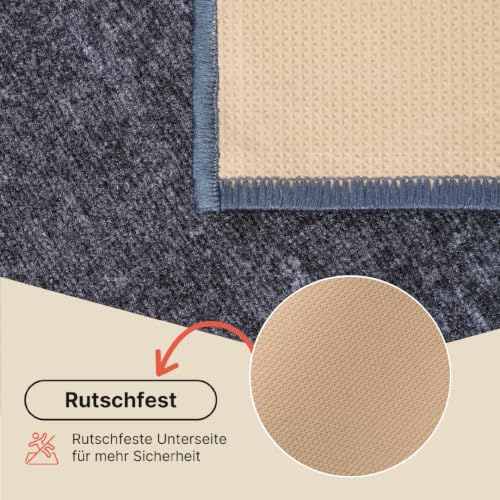 TAPISO Anti Rutsch Teppich Läufer rutschfest Brücke Meterware Modern Blau Dunkelgrau Braun Vierecke Design Flur Küche Wohnzimmer 100 x 320… – Ansicht 6