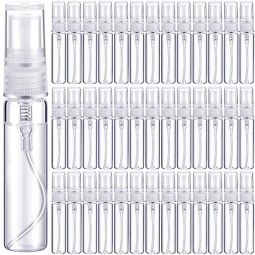Tanlade 300 Pcs 5ml Mini Spray Bottles Clear Glass Perfume Atomizer Sprayer Bottles Portable Perfume Travel Refillable Bottle for Travel Pocket Dispenser Container