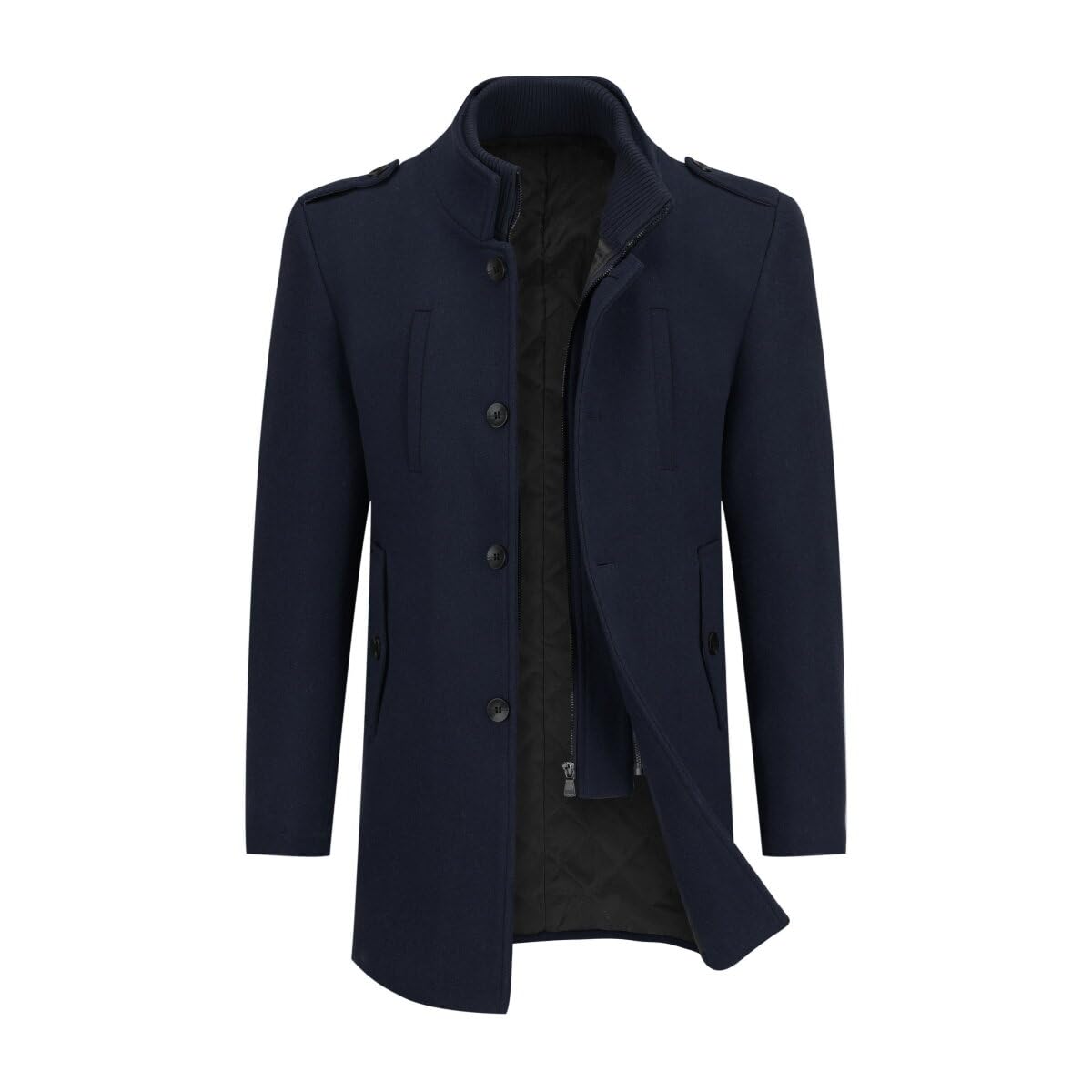 Allthemen Cappotto Invernale da Uomo in Lana con Collo Alto Coat Corto Foderata Spesso Caldo Casual