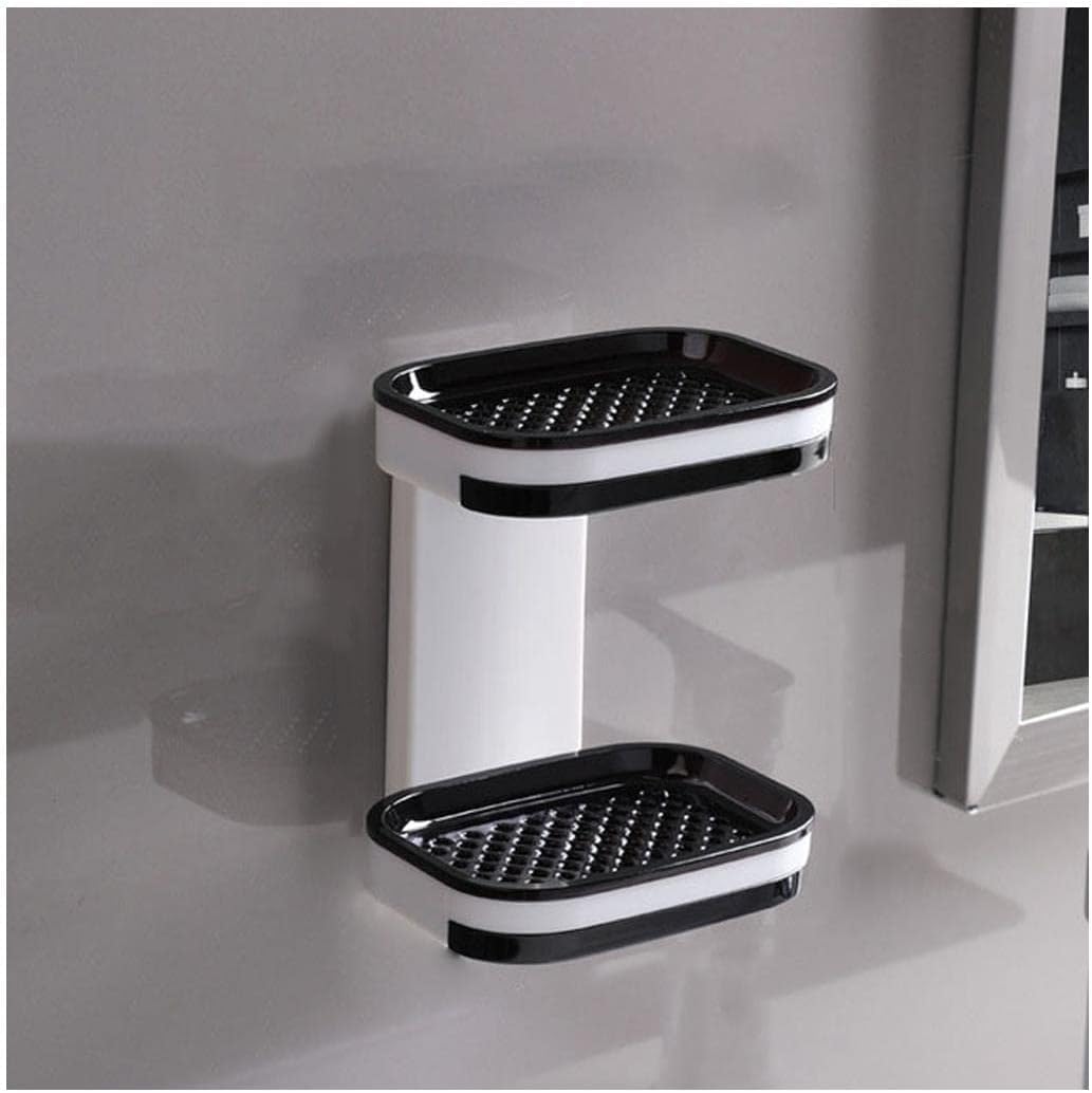 soap dish, Dish Wall Mounted Double Layer Soap Draining Holder Sponge Kitchen Bathroom Organizer(C)