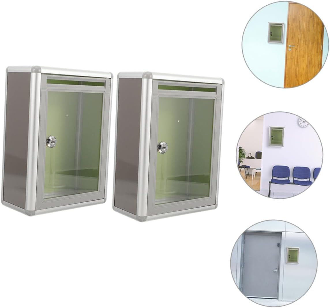 2pcs Wall Mount Mailbox Lock Metal Letter Box for Office and Home Weatherproof Design Secure Storage for Envelopes and Suggestions Space-Saving