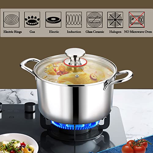 P&P CHEF 4 Quart Stockpot with Lid, Stainless Steel Tri-Ply Cooking Soup Pasta Stock Pot for Gas/Induction/Electric Stoves, With Glass Cover & Two Handles, Heavy Duty & Dishwasher Safe - Image 6
