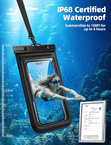 2 Pack Floating IP68 Waterproof Phone Pouch, Dry Bag Fits Phones up to 7.4" - image 3