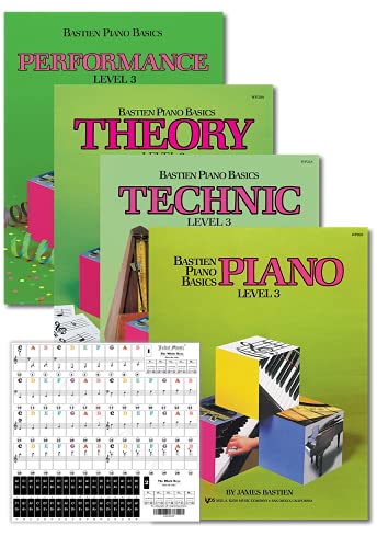 Bastien Piano Basics Level 3 Learning Set By Bastien - Lesson, Theory, Performance, Technique & Artistry Books & Juliet Music Piano Keys 88 61 54 49 Full Set Removable Sticker 3