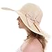 Itopfox Women's Folable Floppy Hat Big Bowknot Straw Hat Wide Brim Beach Hat 50+ UPF Sun Hat