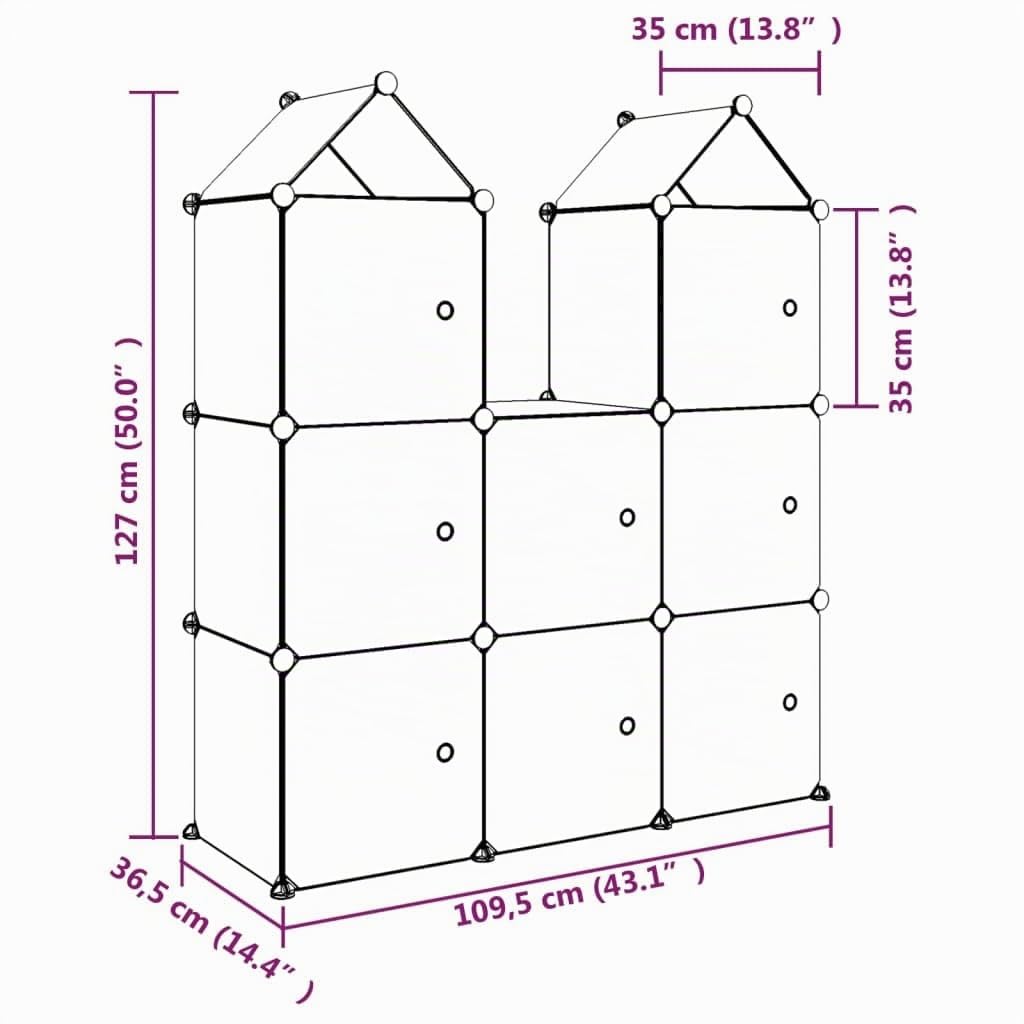 vidaXL Armoire de Rangement pour Enfants avec 8 Cubes Organisateur Stockage Tout-Petits Meuble de Rangement Maison Intérieur Bleu PP