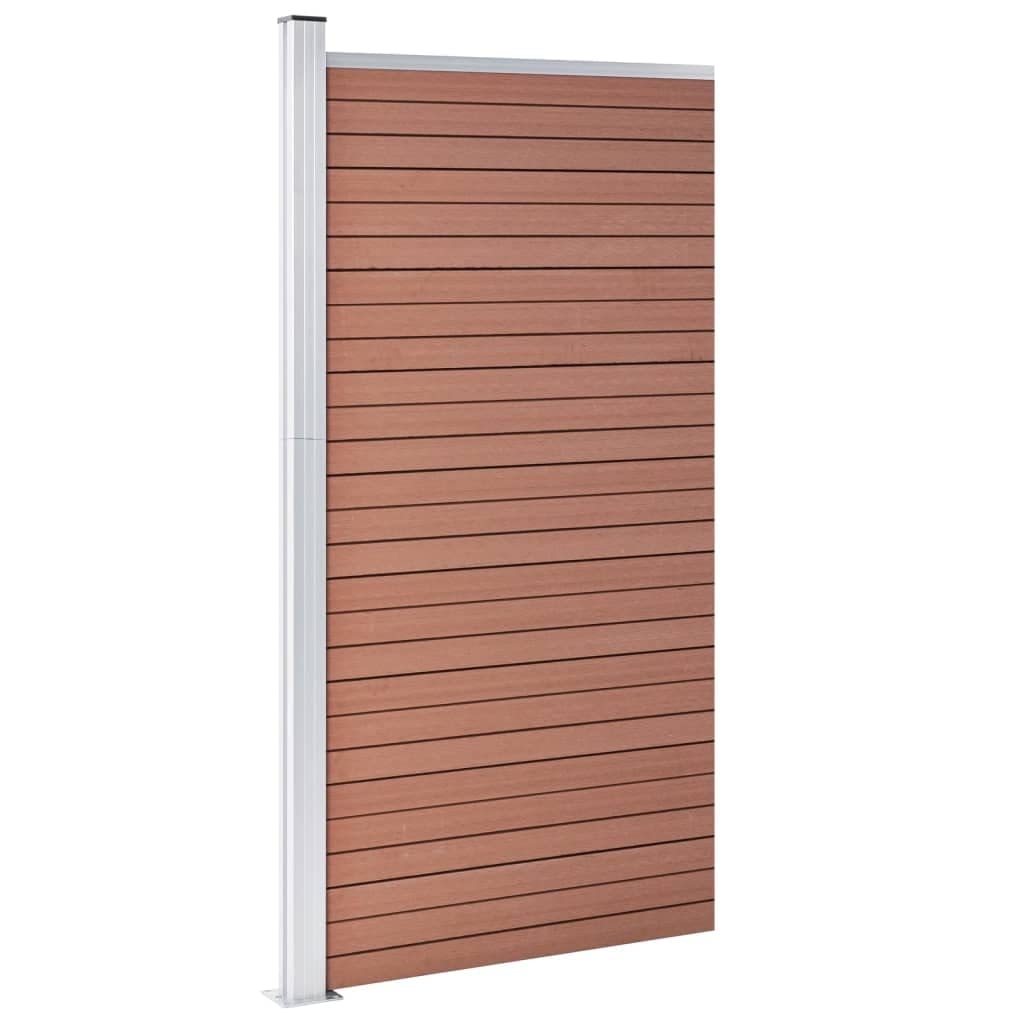 Sichtschutzzaun WPC 95x186 cm Braun - Zaunelement für Garten und Terrasse - Zaunfeld aus Holz-Kunststoff-Verbundstoff mit Aluminium-Abschlussprofil und Stahlfuß - Modulares Design