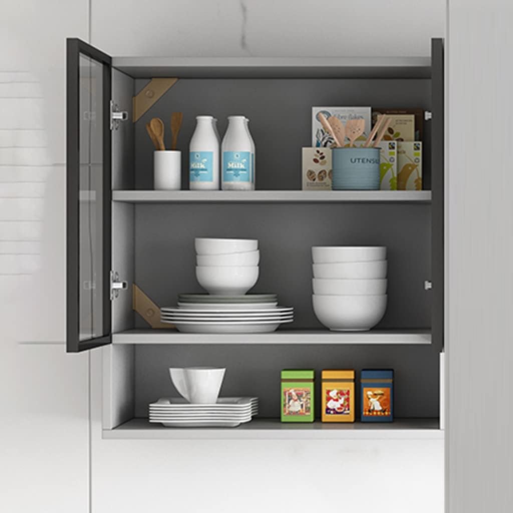 Wall Cabinet with Doors for Kitchen Storage, Wall Mounted Cabinets with Shelves for Bathroom, Bedroom, Laundry Room, Garage, Entryway Organizer,Black-60 * 40 * 80