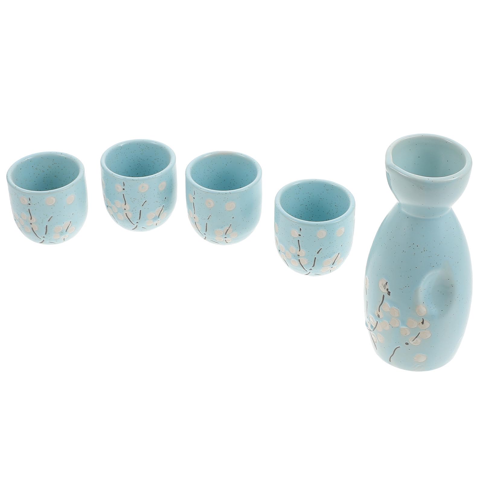 Set de sake con tetera y tazas de cerámica verde de acabado liso profesional
