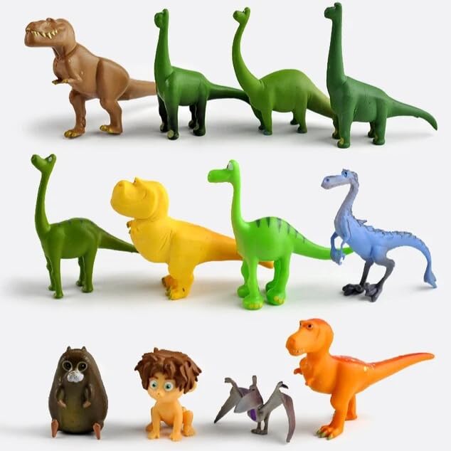 12Pcs The Good Dinosaur wiyh Kid Cake Topper Action Figure Toys Premiium Dinosaur Cake Toppers Good Dinosaur Cupcake Decorations and Party Favors for Dinosaur Party Theme Supplier Birthday