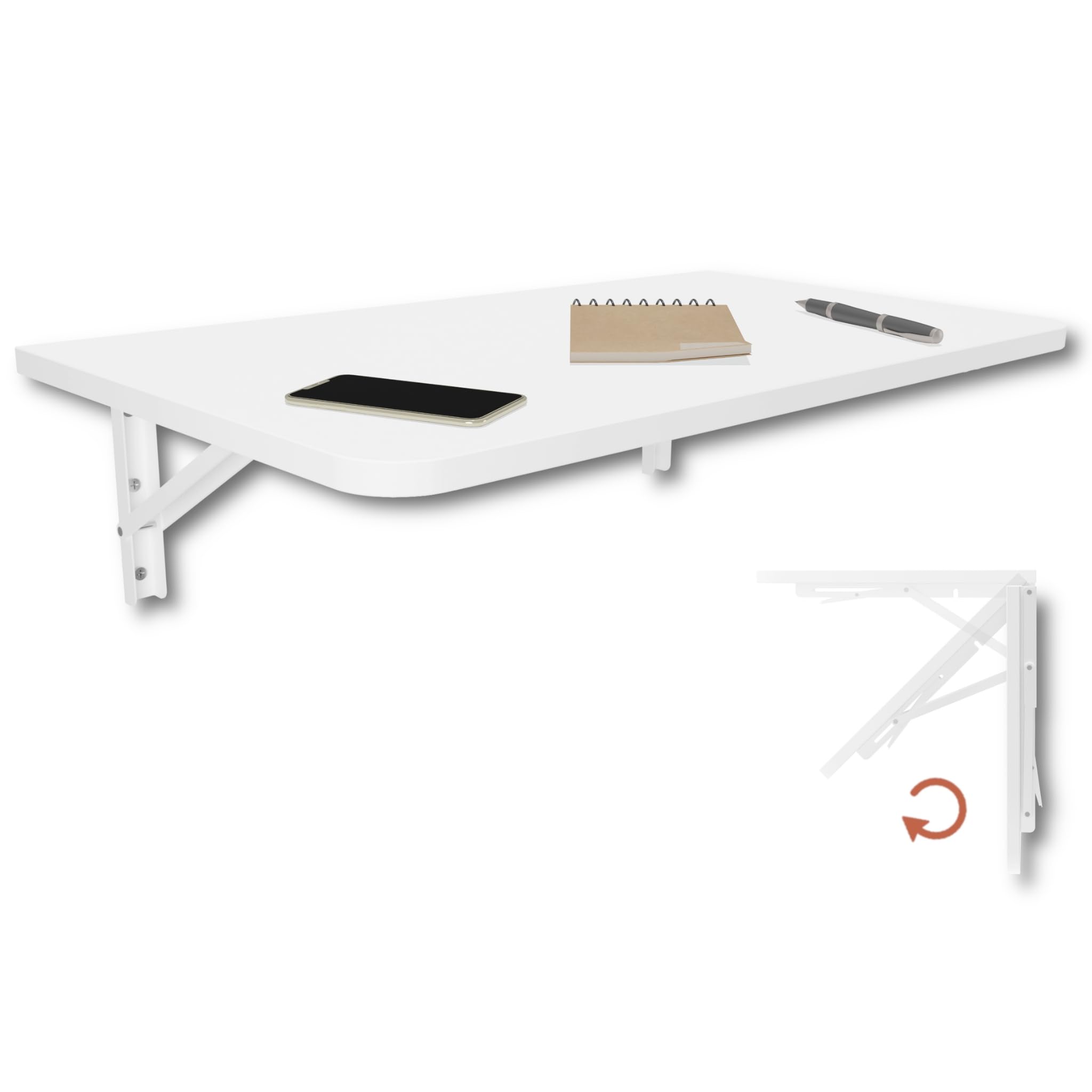 KDR Tavolo pieghevole da parete 70 x 40 cm – tavolo salvaspazio pieghevole per montaggio a parete, tavolo da muro come scrivania, tavolo da pranzo o tavolo da cucina (Bianco, 70x40 cm)
