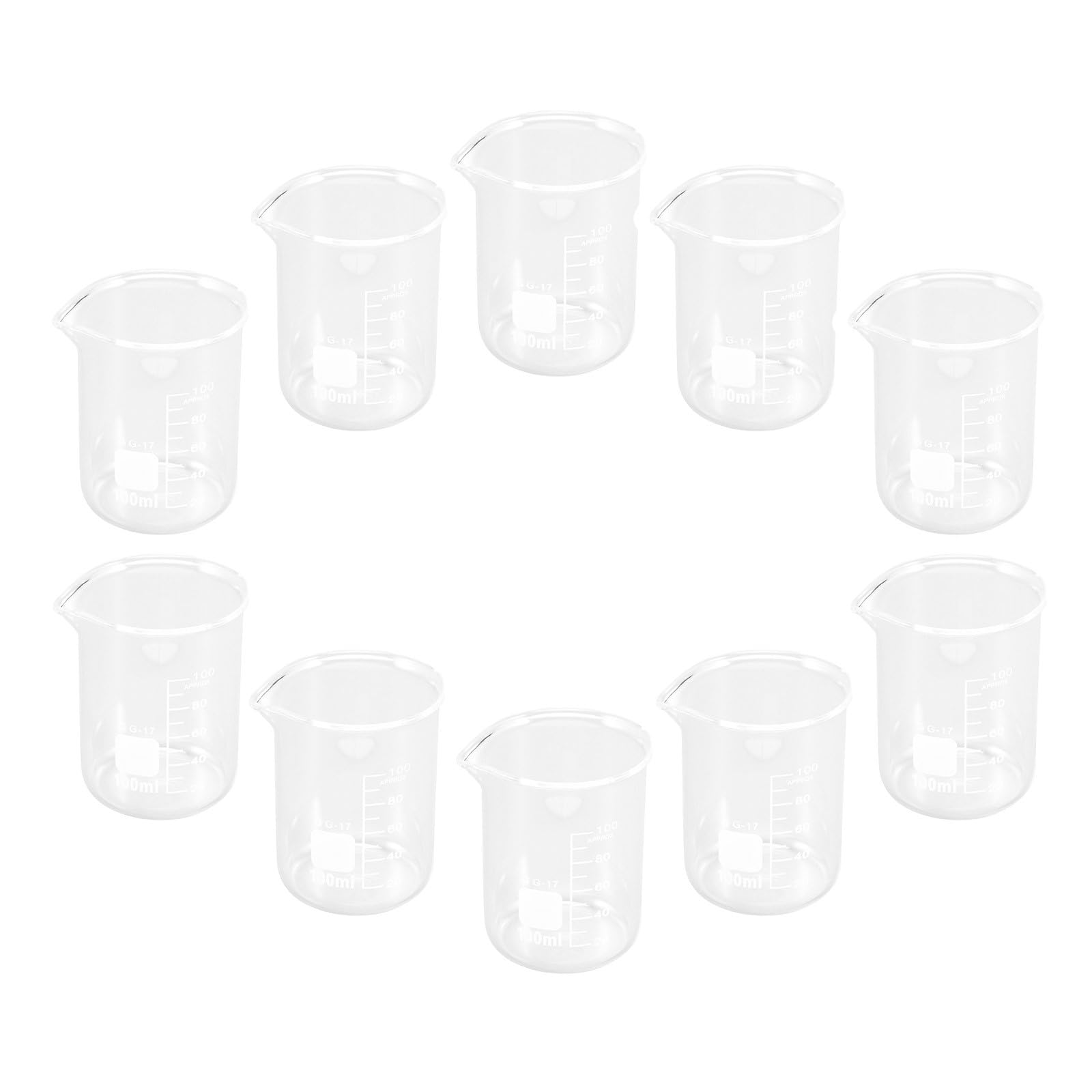 Béchers en verre 100 ml lot de 10 gradués pour mesure de liquide