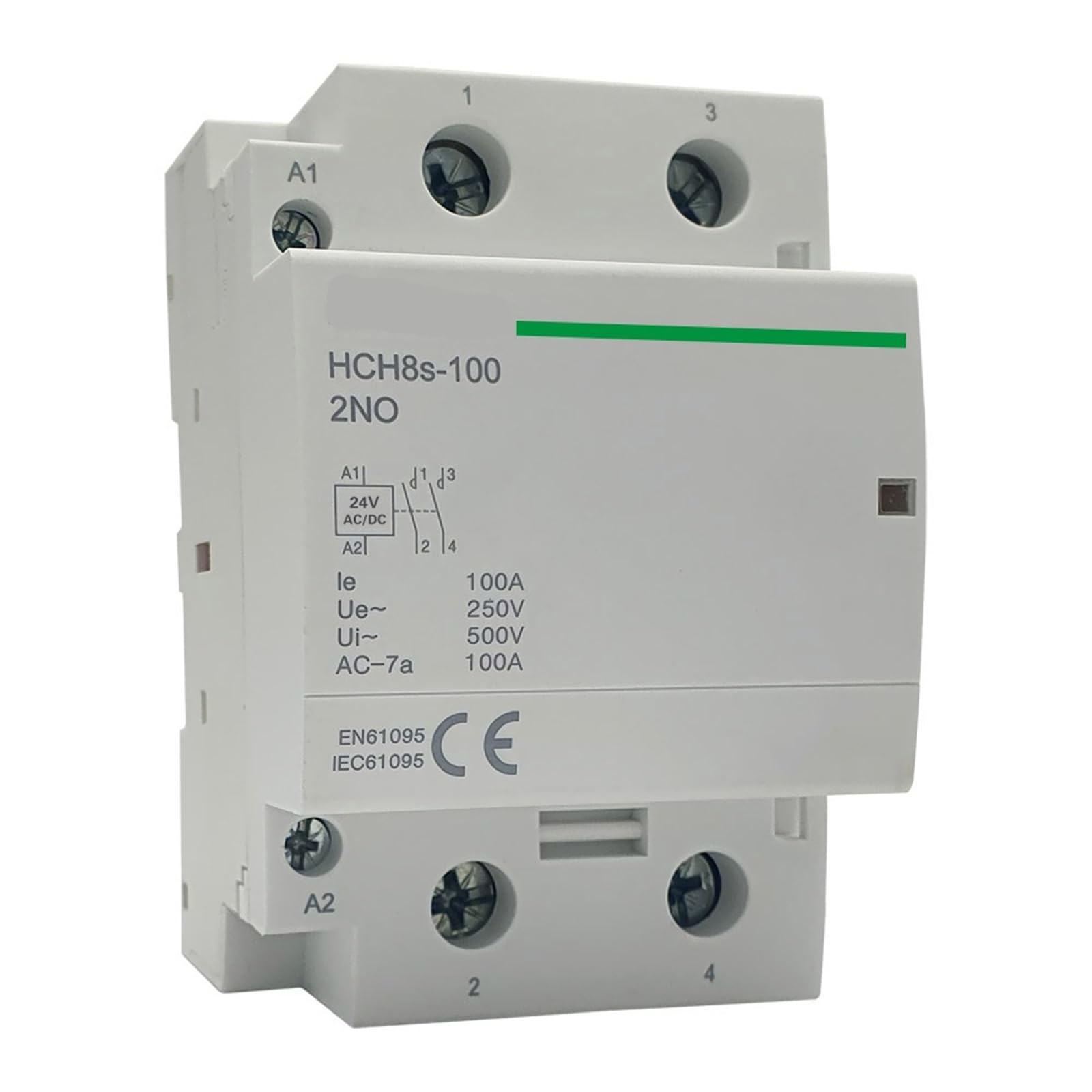 HUUOQIWY HCH8-100 DC Contactor 2P 2NO 1NO1NC DC24V Automatic Householdr Contactor Din Rail Type 1Pcs(100A 2NO DC24V)