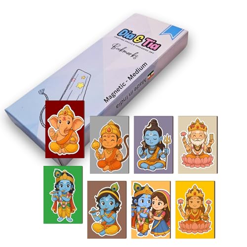Image of Dia & Tia - Elegant & Durable Themed Magnetic Bookmarks Set � Nature, Fantasy, Inspirational Quotes, and More Best Gift for Book Lovers, Students (Gods - Set A, Medium - 3.5x11 cm)