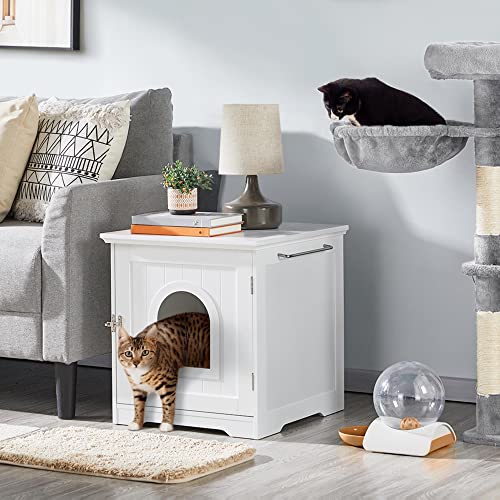 Yaheetech Cat Litter Box Enclosure, Indoor Pet Crate-Hidden Cat House Cat Washroom with Vent Holes & Towel Bar, Pet… - Image 8