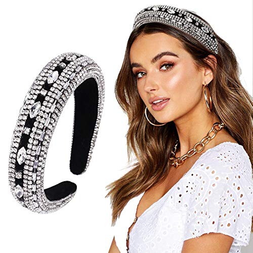 Women Rhinestones Diamond Hairhoop Headbands Girls Fashion Padded Wide Hair Band Hair Accessories