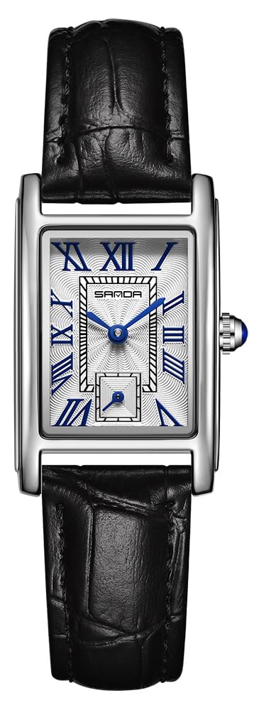 MASTOP Orologio da donna vintage rettangolare con cinturino in pelle, analogico, al quarzo, ultra sottile, orologio da polso da donna