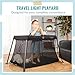 Dream On Me Travel Light Playard In Black, Lightweight, Portable And Easy To Carry Baby Playard, Indoor And Outdoor - With A Soft And Comfortable Mattress Pad, Black