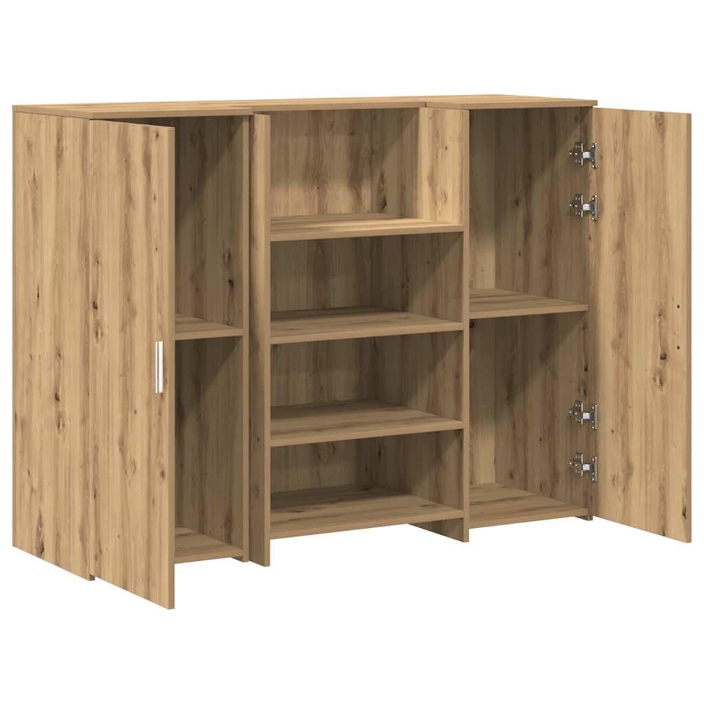 Banco Reception Rovere Artigianale 135x50x103,5cm Set da 3 Pezzi | Bancone per reception e cassa ideale per ufficio e salone di bellezza, con ampi vani e armadietti per documenti.