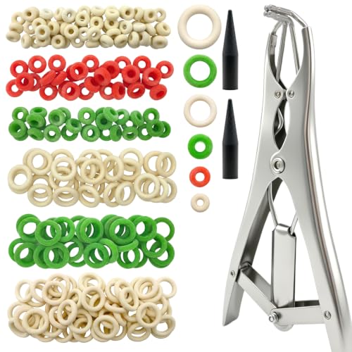 Image of Goat Banding Kit, Livestock Castration Bander with Stainless Steel Expander Pliers, 240Pcs 4 Sizes Castrator Rings and Ring Installation Tool for Goats, Lambs, Calves, Sheep, Piglets