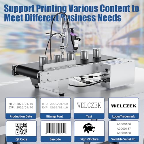 Image of JS350 Automatic Inkjet Coding Machine with Mini Conveyor Belt | 2-12.7mm Industrial Online Inkjet Printer for Expiry Dates, Batch Numbers, Barcodes, QR Codes, Logos & Labels etc.