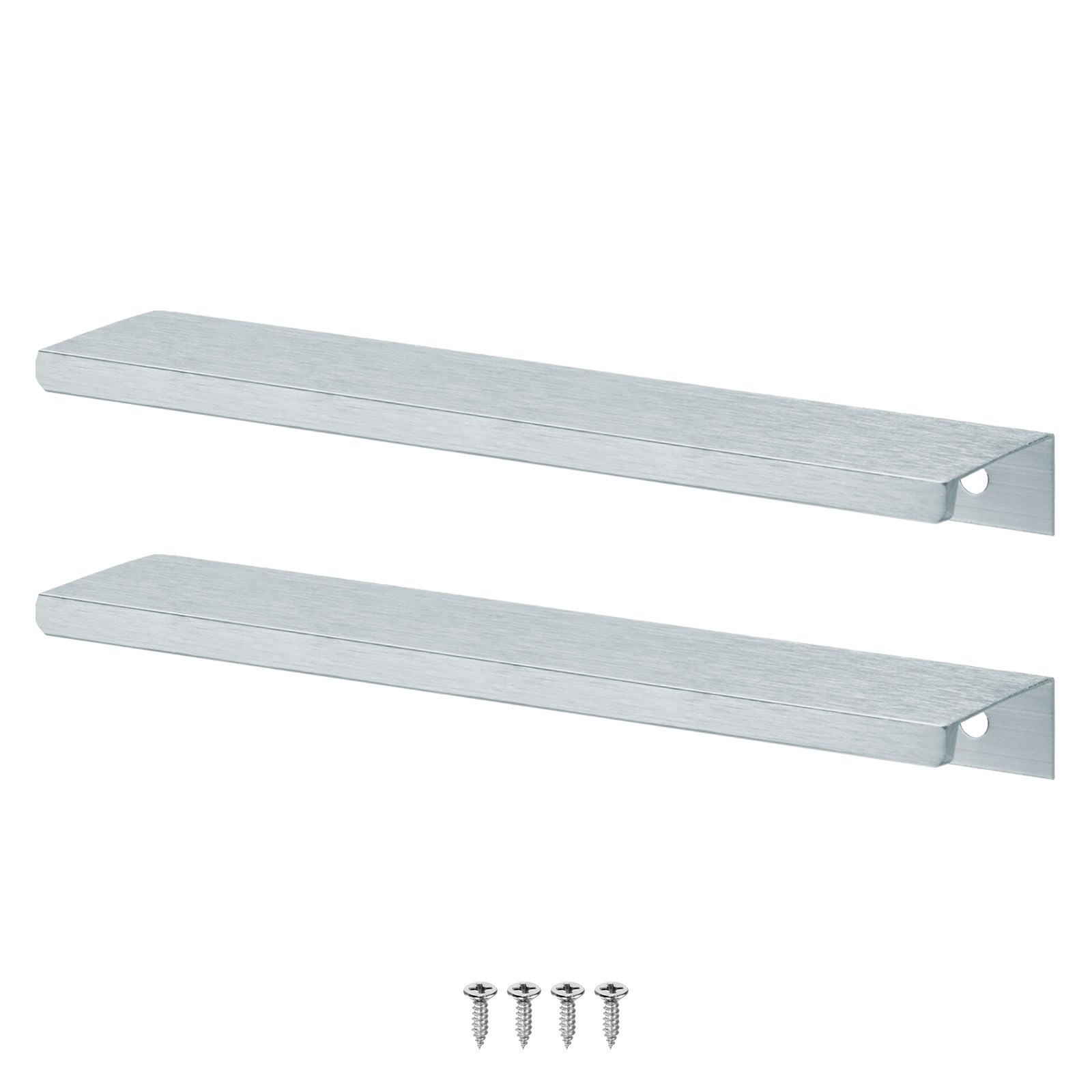 M METERXITY 2-Pack Cabinets Drawers Edge Pulls, 5.91" Aluminum Drawer Edge Pulls Concealed Tab Handle for Wardrobe/Kitchen Drawers/Cabinet Doors/Furniture [Brushed Grey]