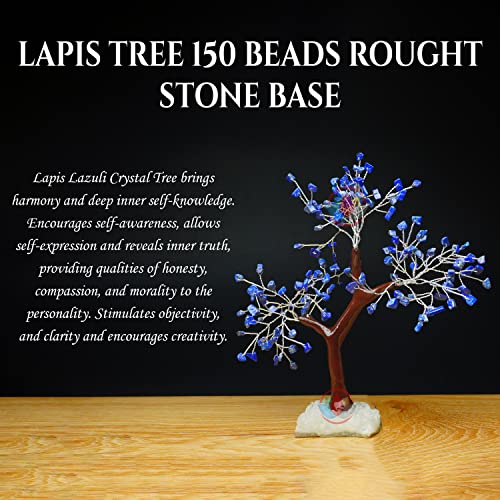 Image of REMEDYWALA Charged Energized Lapis Lazuli Crystal Tree Cluster Stone Base for Reiki Healing Lapis Lazuli Stones Crystal Tree 150 Beads