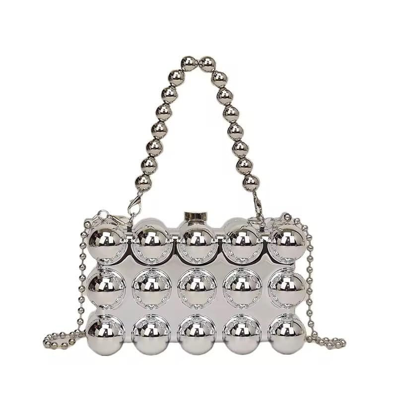 Image of Metallic Acrylic Evening Handbag for Women | Crossbody Sling Bags with Detachable Chain Strap Glossy Stylish Ladies Girls Small Size Cute Party Wedding Bag