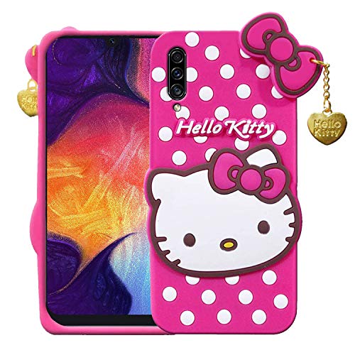 Image of Unirock Hello Kitty Back Case Cover for Samsung Galaxy A50| 3D Cute Hello Kitty Case |Soft Silicone Rubber Back Cover with Pendant Kitty Cover for Samsung Galaxy A50 (Pink)