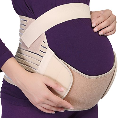 NeoTech Care Pregnancy Belly Band, Maternity Belt Support | Pregnancy Must Haves for Pregnant Women | Supporting Abdomen, Waist, Pelvis & Back (Size M, Beige Color)