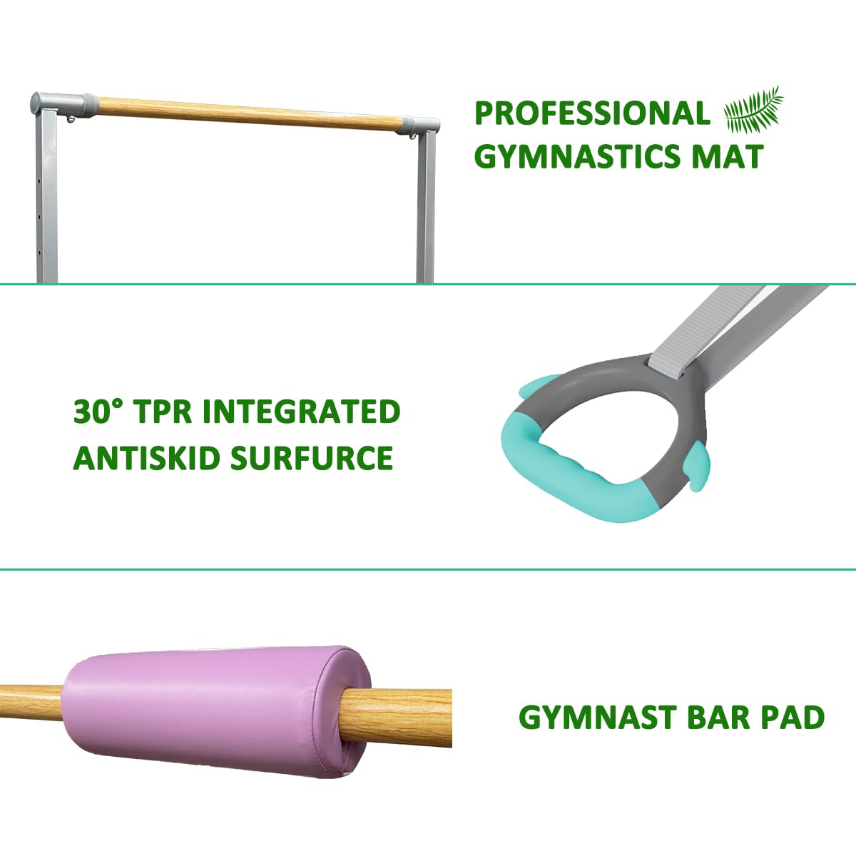 Foldable & Moveable Gymnastics Horizontal Bar with Rings,3’to 5’Adjustable Height Expandable Junior Kip Bar for Home,Indoor Gym Equipment for Kids 4 Foldable & Moveable Gymnastics Horizontal Bar with Rings,3’to 5’Adjustable Height Expandable Junior Kip Bar for Home,Indoor Gym Equipment for Kids - Image 2