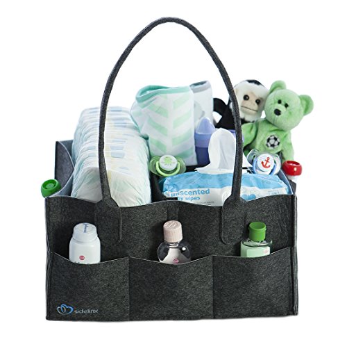Baby Diaper Caddy Organizer - Storage Bin for Diapers, Wipes and Kid Toys - Baby Shower Basket - Nursery Bag for Boys or Girls - Large Portable Car Travel Tote