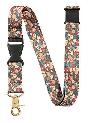InnoBeta Neck Breakaway Lanyard for Women, Quick Release Safety Lanyards for ID Badges, Detachable Clip Keychain Lanyard- Dark Flower