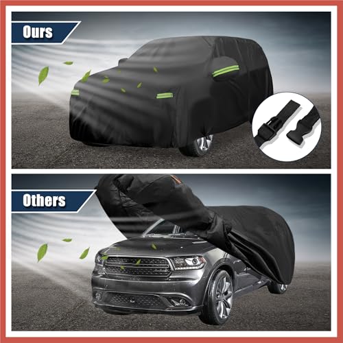 Image of ACROPIX Waterproof Car Cover for Dodge Durango 2011-2023 Outdoor Full Car Cover All Weather Protection Rain Sun Protection with Zipper Black Car Parts