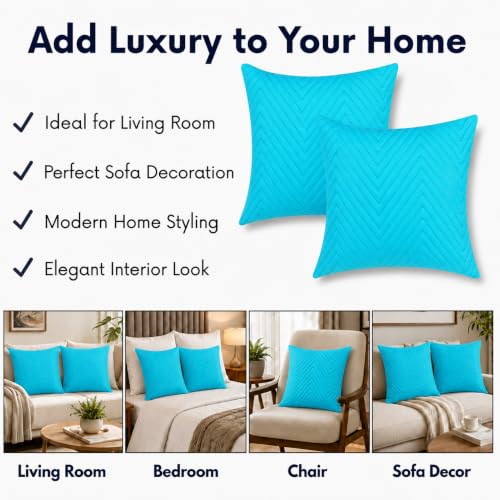 Image of RD TREND UltraSonic Microfiber Cushion Covers, 40 x 40 cm /16 x 16 inches, Set of 2, 250 TC,Back Zipper (Firoji)