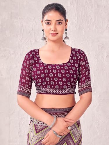 Image of SIRIL Women's Georgette Printed Saree with Unstitched Blouse Piece